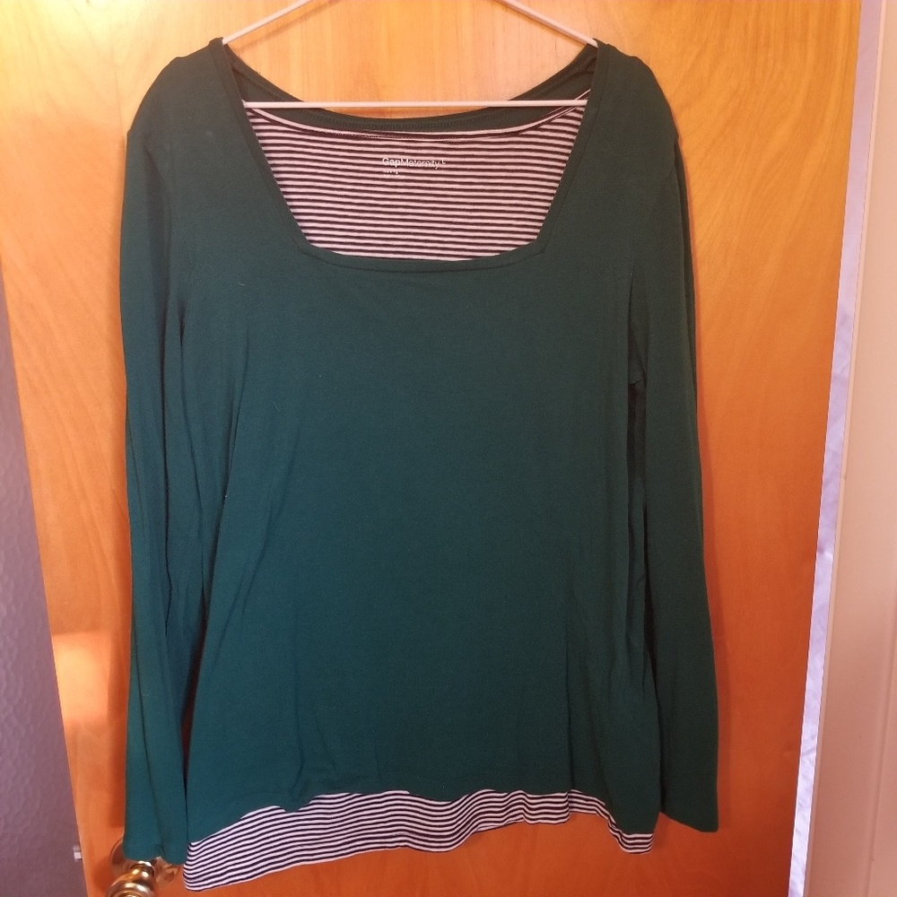 Long sleeve double layer maternity/nursing top